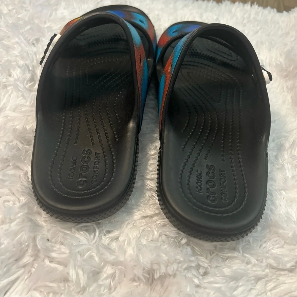 CROCS Black and Blue Sandals Sporty Summer Slides